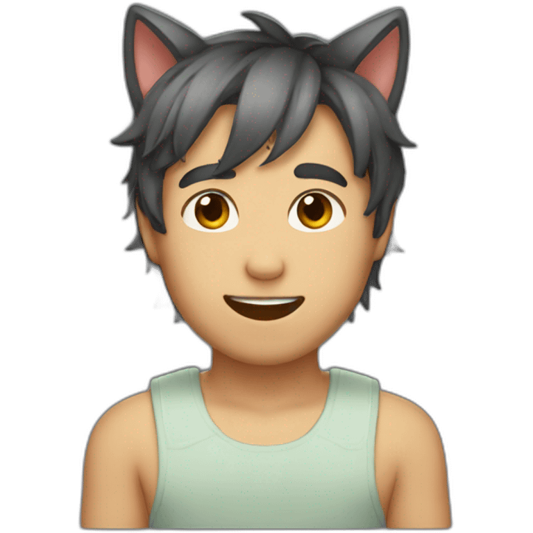 A cute boy with cat ears emoji