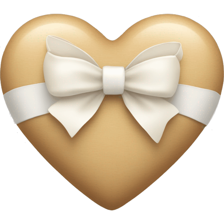 beige heart with white bow emoji