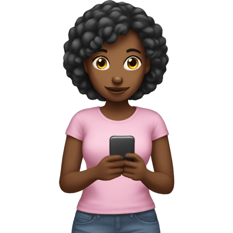 Black girl texting emoji