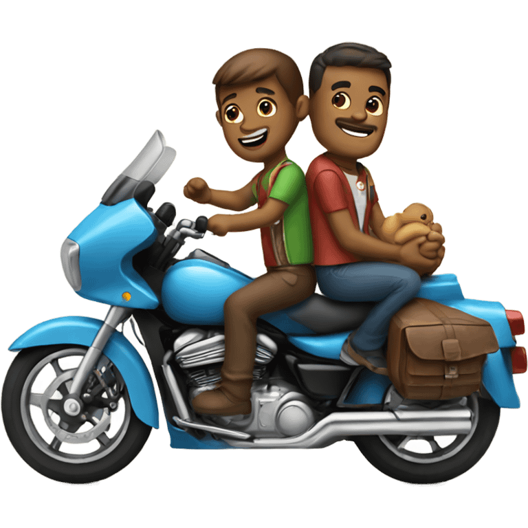 Dad and baby on a motorcycle  emoji