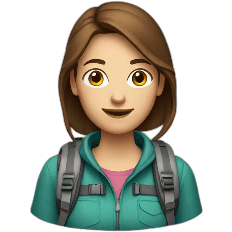 Female Backpacker with shortcut Brown hair emoji