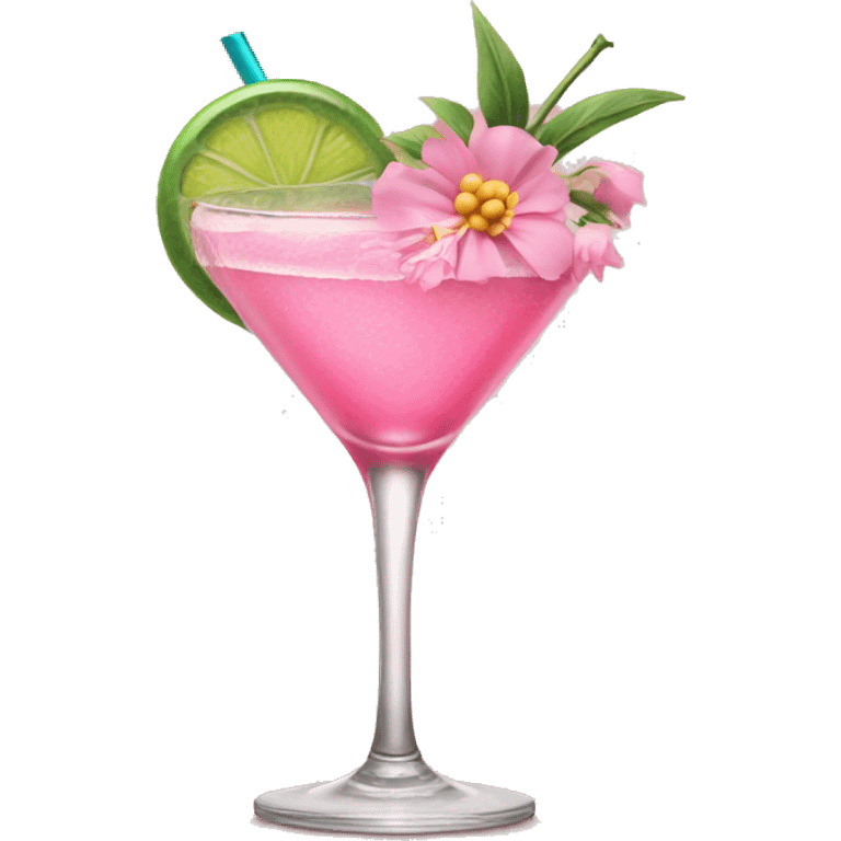 Pink Cocktail with flowers  emoji