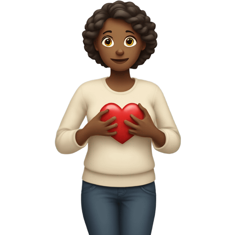 Mother holds her heart in her arm emoji