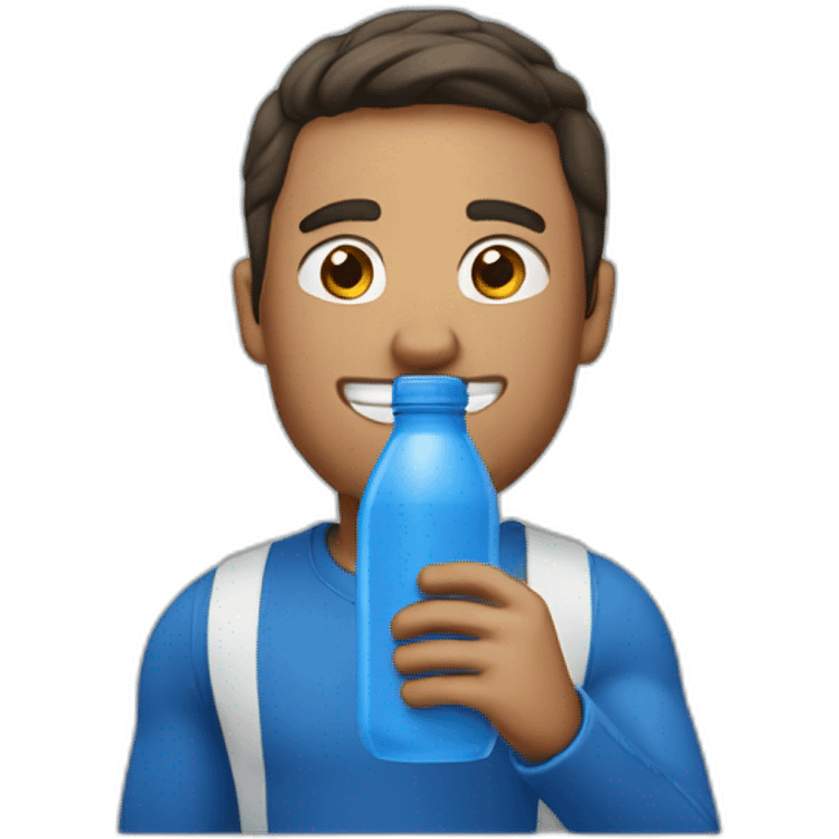 Sportguy drinking blue bottle emoji