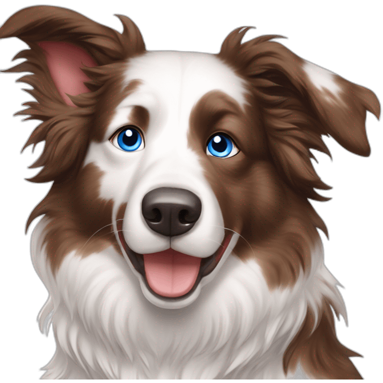 white red merle border collie speckled face blue eyes emoji