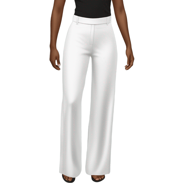 Realistic isolated pair of high waist long wide leg dressy casual pants in white emoji