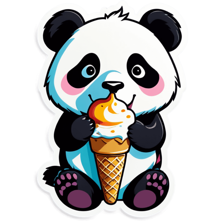 Panda eating ice cream emoji