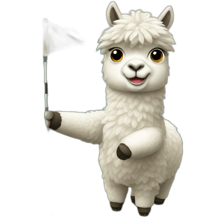 Alpaca playing golf emoji