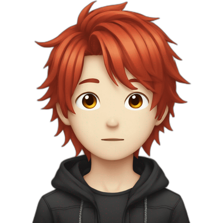 Red haired anime boy with emo hair emoji