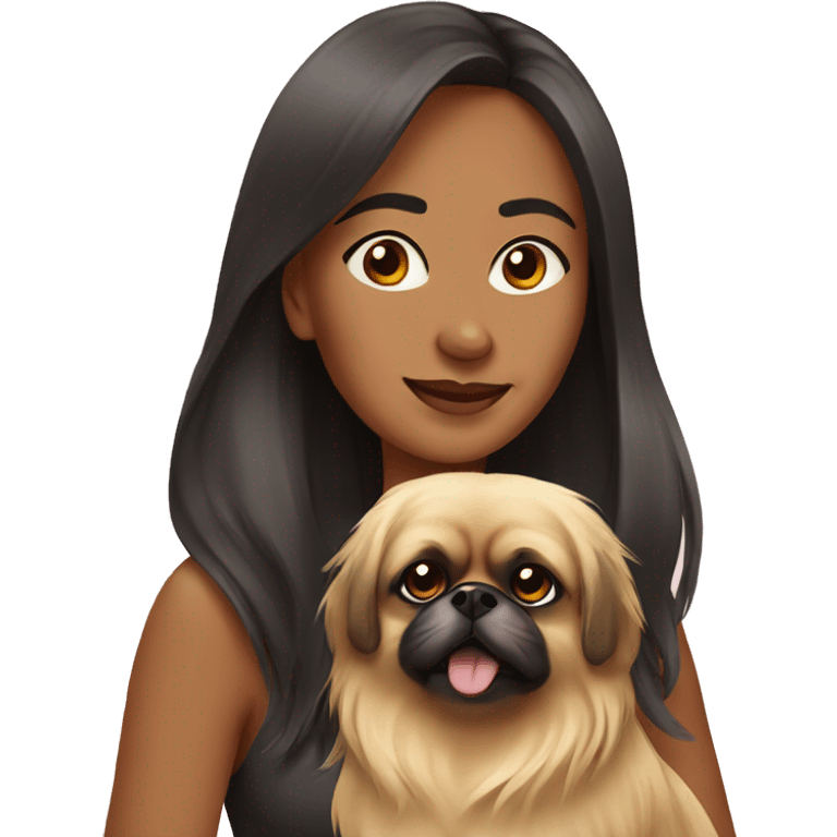 Women with Pekingese emoji