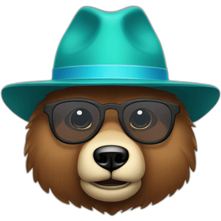 Cara de oso marrón con lentes de sol y sombrero  emoji