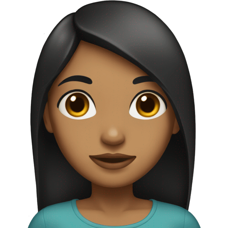 Brown girl with long straight black hair, brown eyes a d emoji