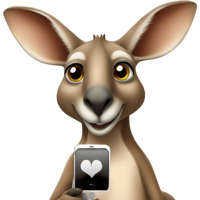 kangaroo holding iphone emoji