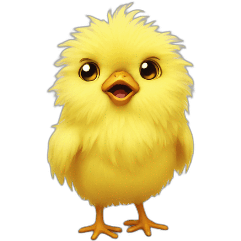 yellow fluffy chick scared, shocked, afraid emoji