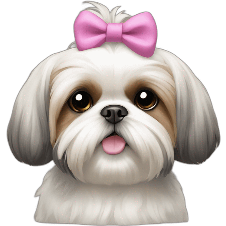 Dog Shih Tzu with a bow on head full-body emoji