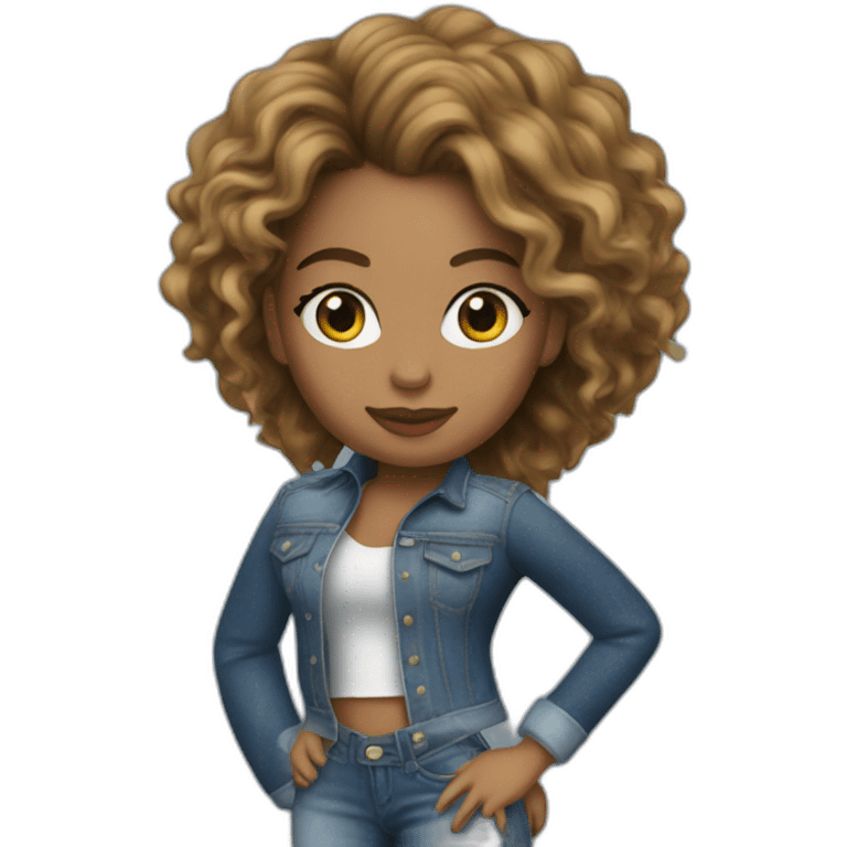 Beyoncé with tight blue jeans and overknee boots emoji