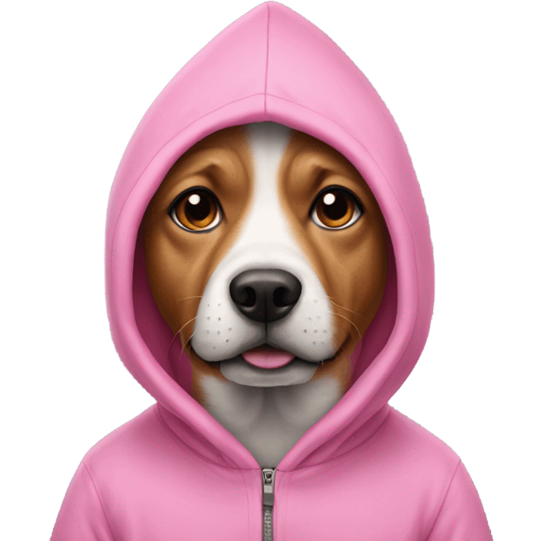 Dog wearing a pink hoodie emoji