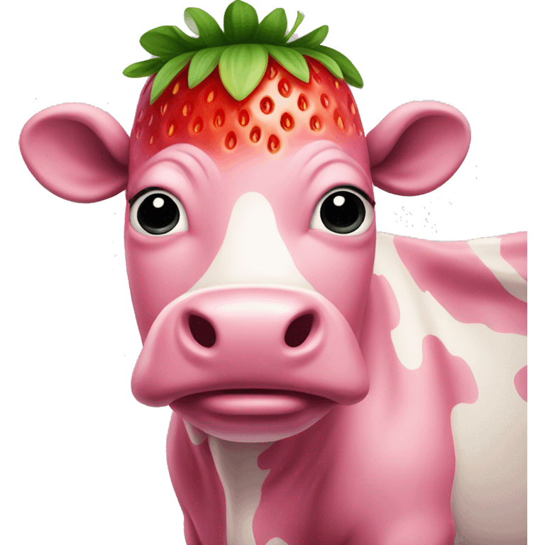 Pink strawberry cow emoji