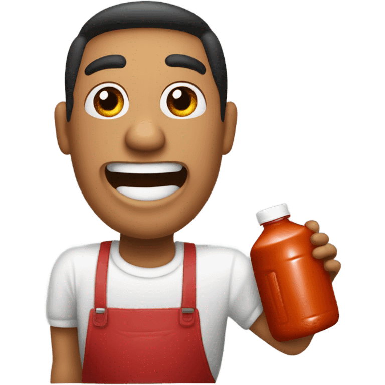 Drinking a gallon Frank’s Red Hot buffalo sauce emoji