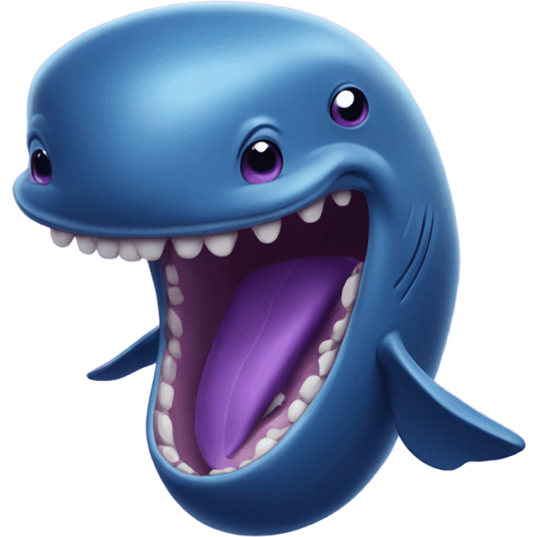 Blue whale purple, open mouth emoji