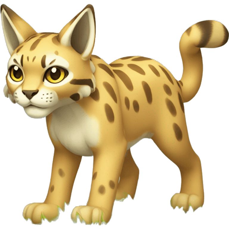 Grass-type Fakémon-Lynx full body emoji