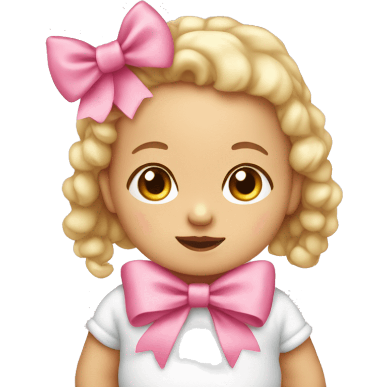 Baby wearing a pink bow emoji