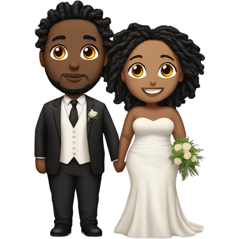 Plus size couple with locs wedding pale emoji