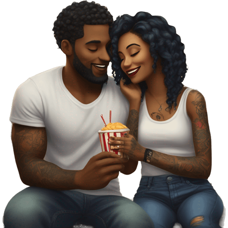 Romantic carnival date for beautiful tattooed couple emoji