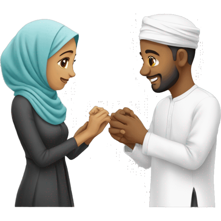 Muslim Couple putting ring on each other hand emoji