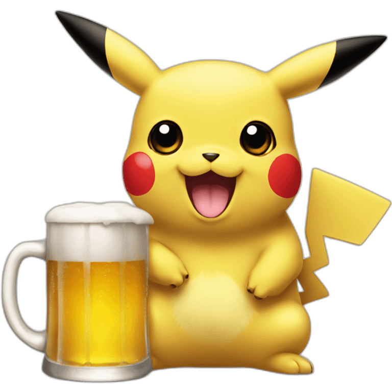 pikachu drinking a beer emoji