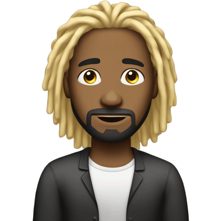 Man with facial hair and black locs with blonde tips meme emoji