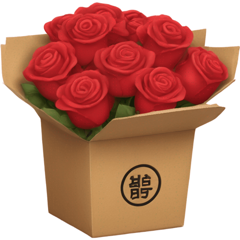 bouquet of roses in an asian takeout box emoji