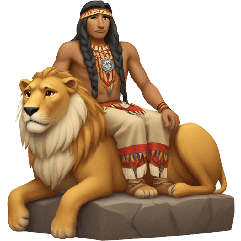 Native American on a lion emoji