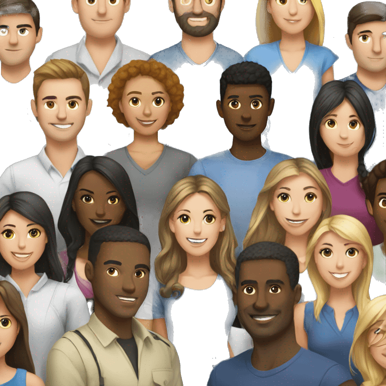 multi-diverse team working on taptops emoji