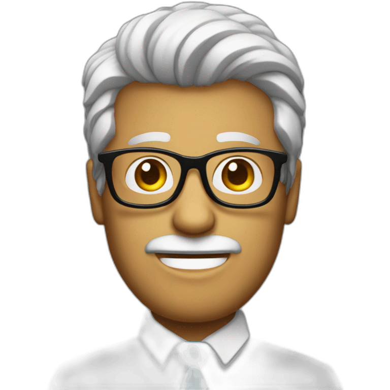 Hombre mayor pelo blanco con gafas emoji