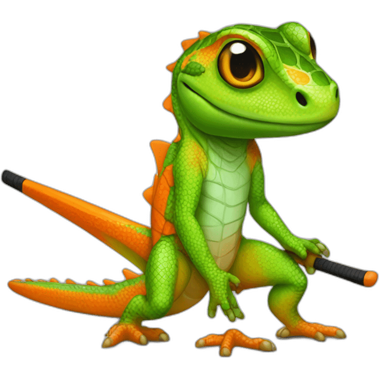 lezard with orange hockey jersay emoji