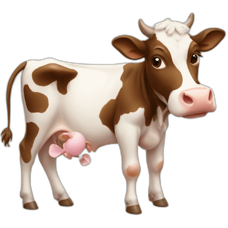 A cow having a baby emoji