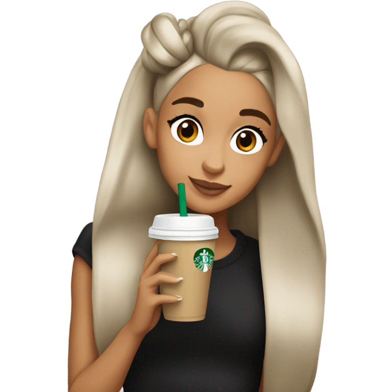 ariana grande drinking starbucks emoji