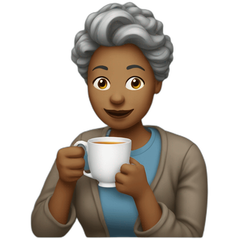 Ugly woman drinking tea emoji