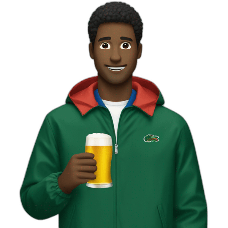 Lacoste black friends man drinking beer with windbreaker emoji