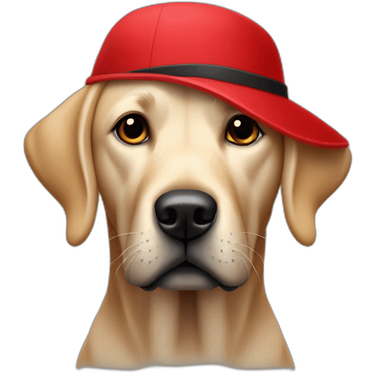 Labrador couleur noir avec un bandeau et un bonnet rouge emoji