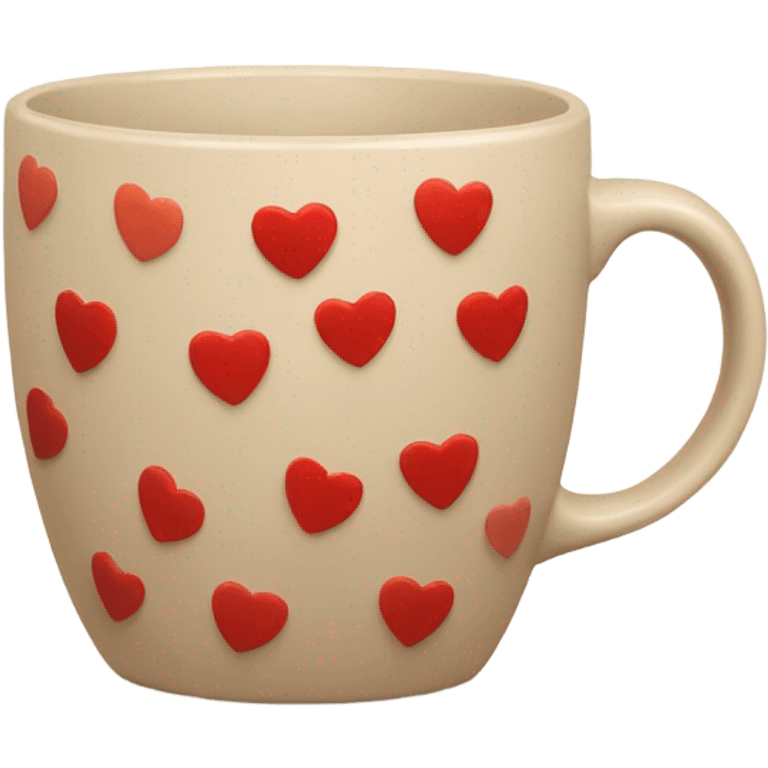 beige mug with red hearts around it emoji