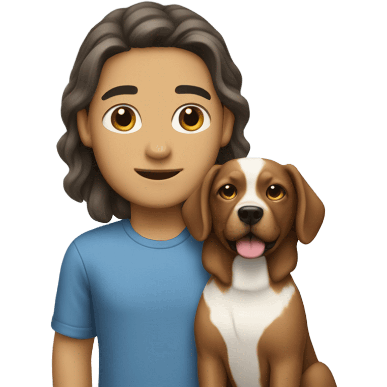 Bald boy with long-haired mixed breed brunette  emoji