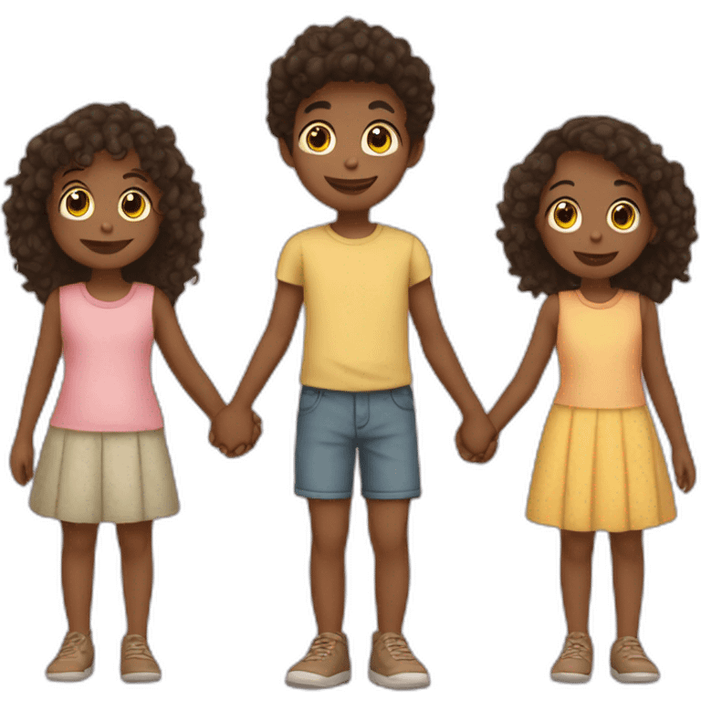 five children holding hands emoji