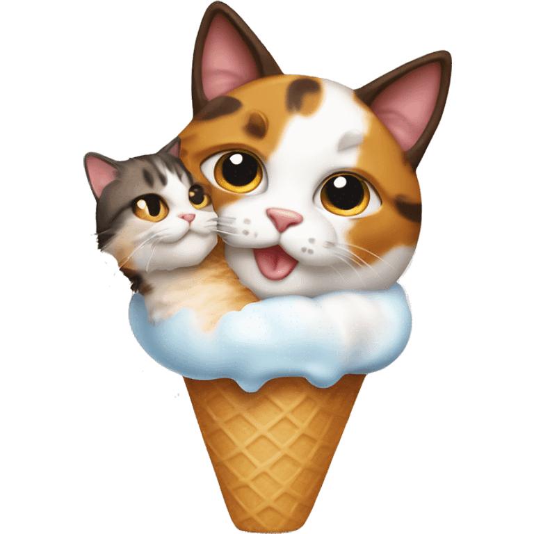 Icecream with calico cat emoji