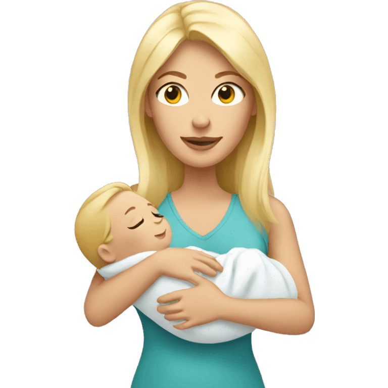 blonde woman holding her newborn emoji