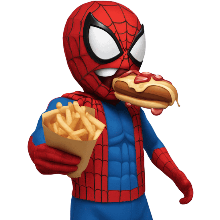 spider-man eating a hotdog  emoji