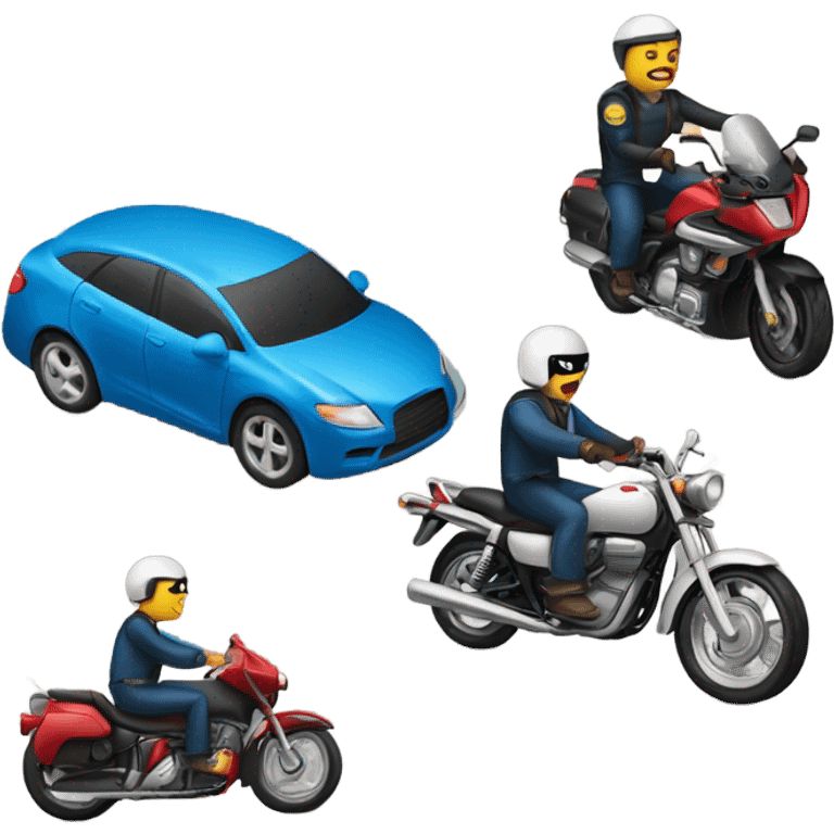 Make a car raiding a motorcycle  emoji