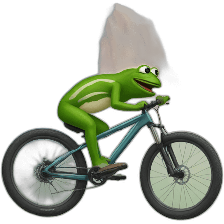 Pepe frog happy face jumping mountain bike emoji