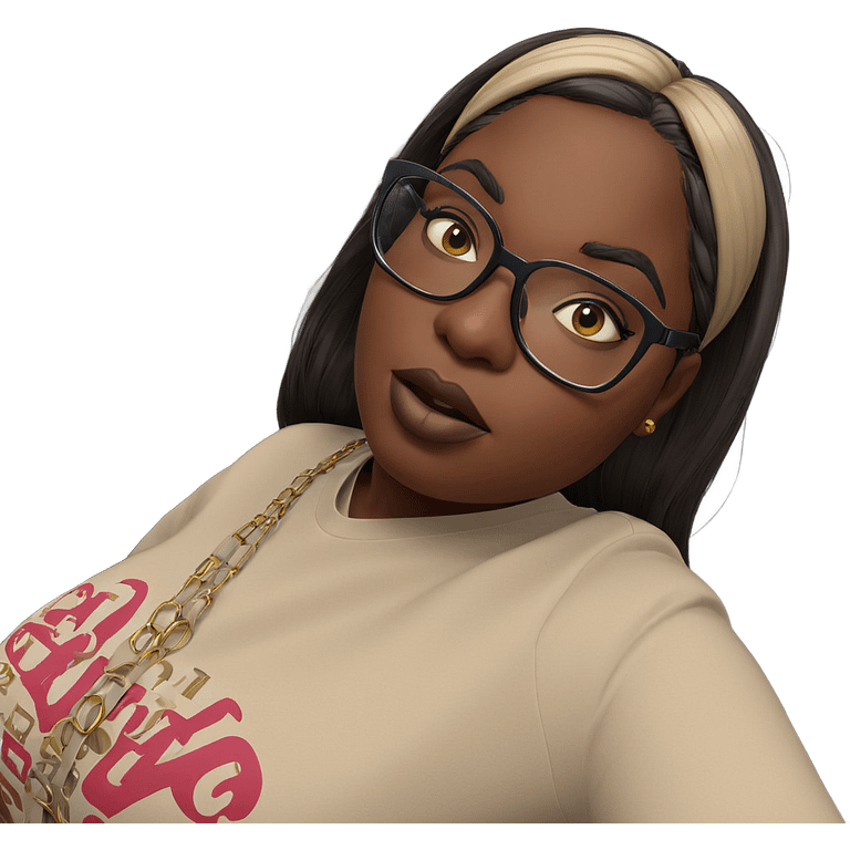 dark-skinned girl with glasses emoji